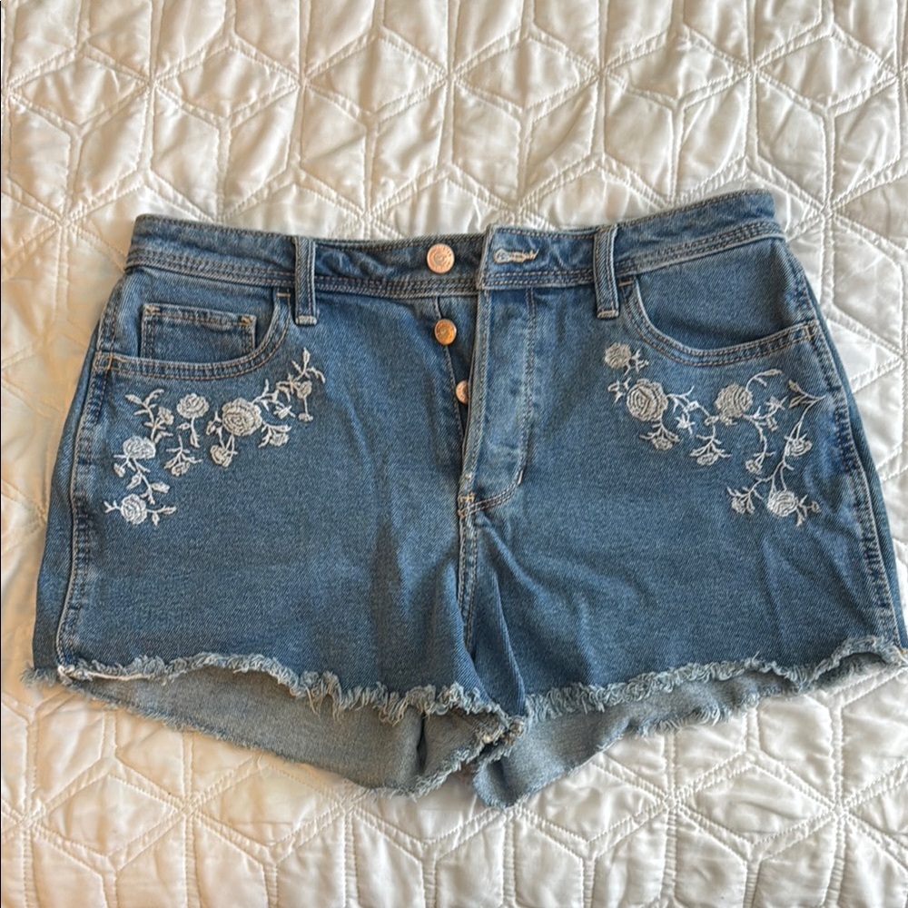 Hollister Blue Jean Embroidered Shorts